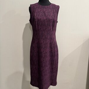 Calvin Klein Sleeveless  Plum & Black Sheath Dress with Back Zip